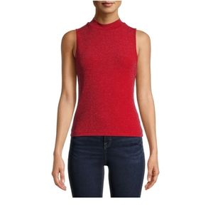 No Boundaries Juniors Sleeveless Metallic Mockneck Sweater